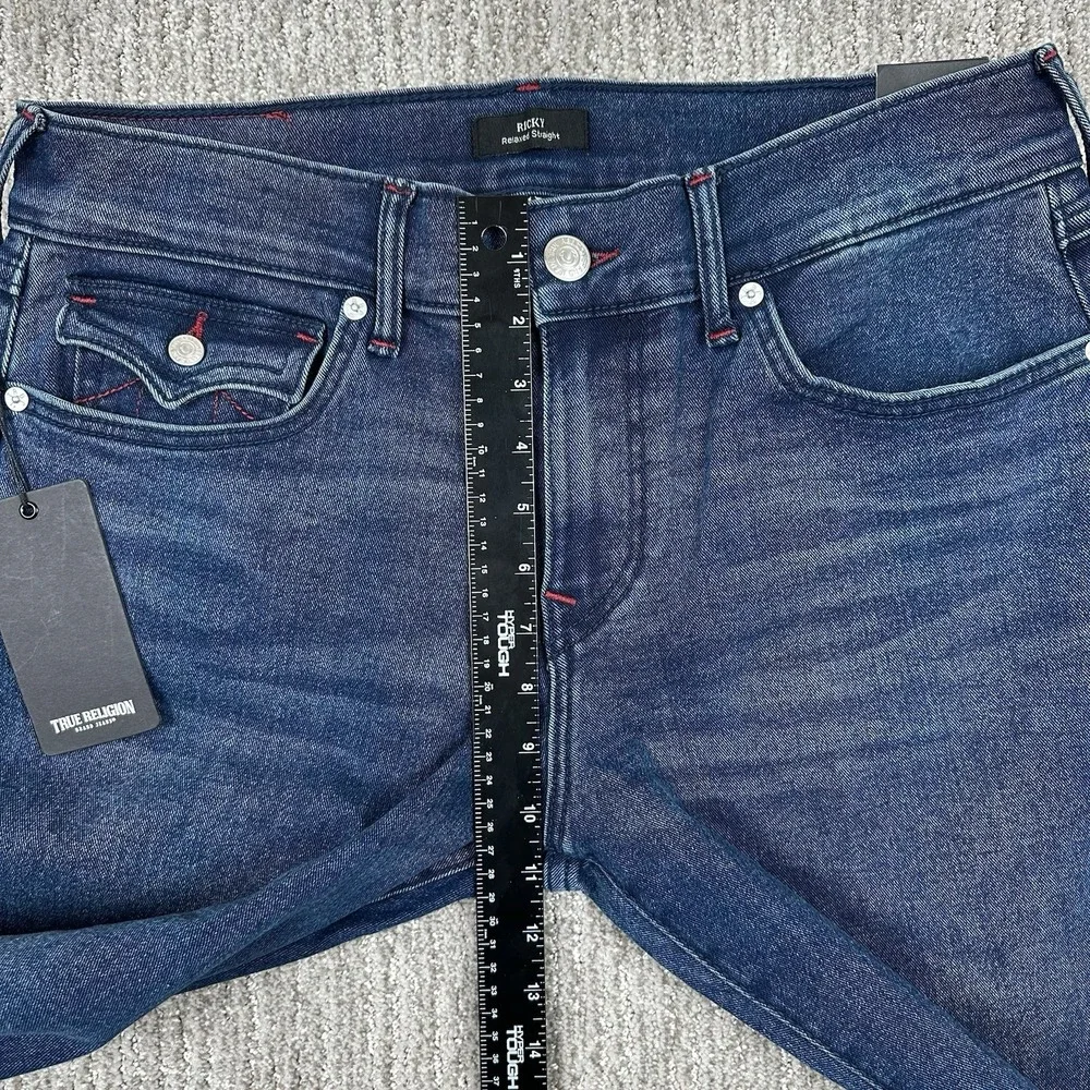 True Religion Ricky SN Flap Straight Jeans Men's 32x32 Dark Shivering Wash NWT